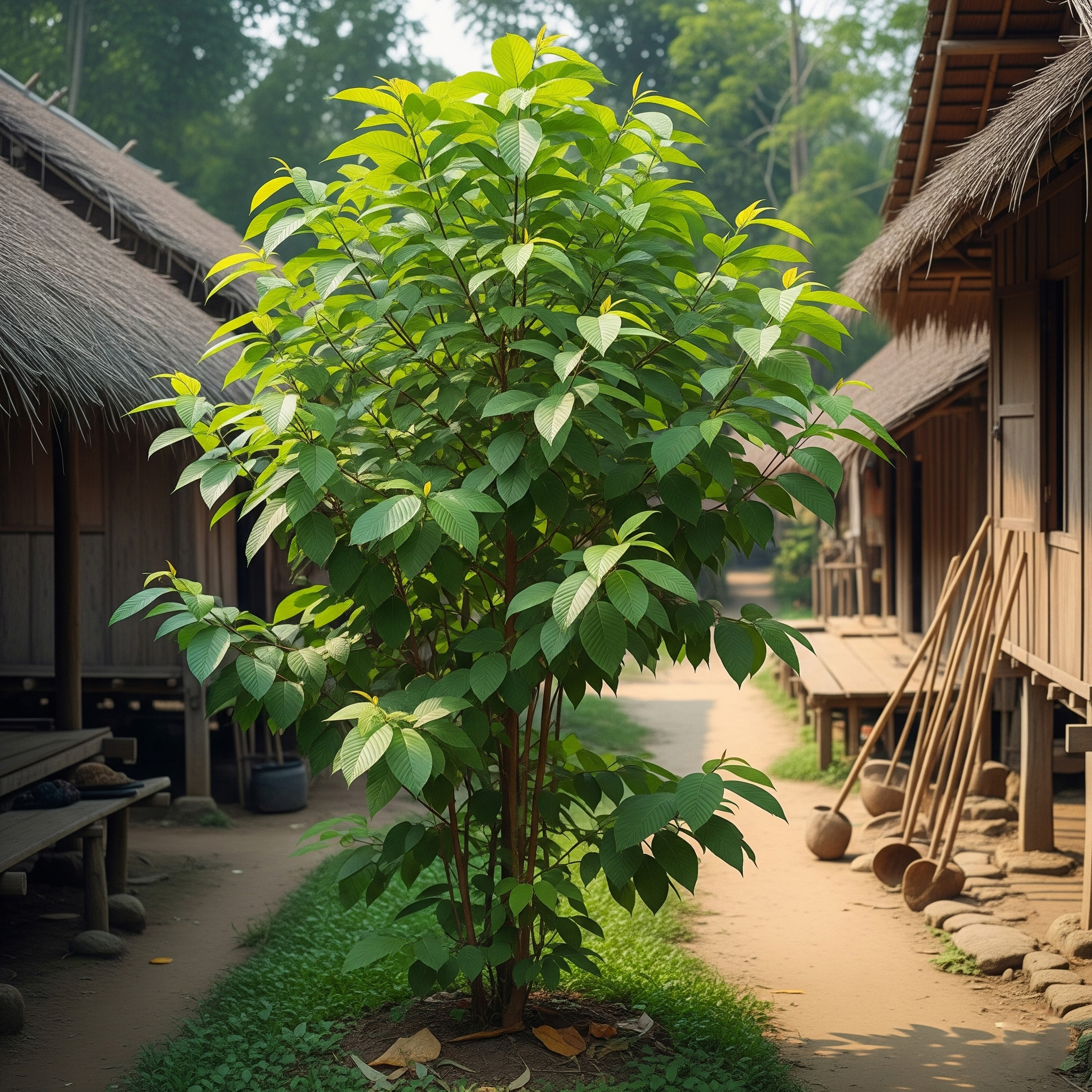 Kratom a místní kultura Kratom v tradiční jihovýchodní asijské vesnici